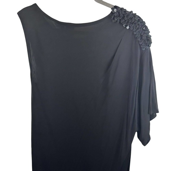 NWT Faith Connexion Womens L Black Rayon Asymmetrical Sequins Midi Sheath Dress - Picture 10 of 12